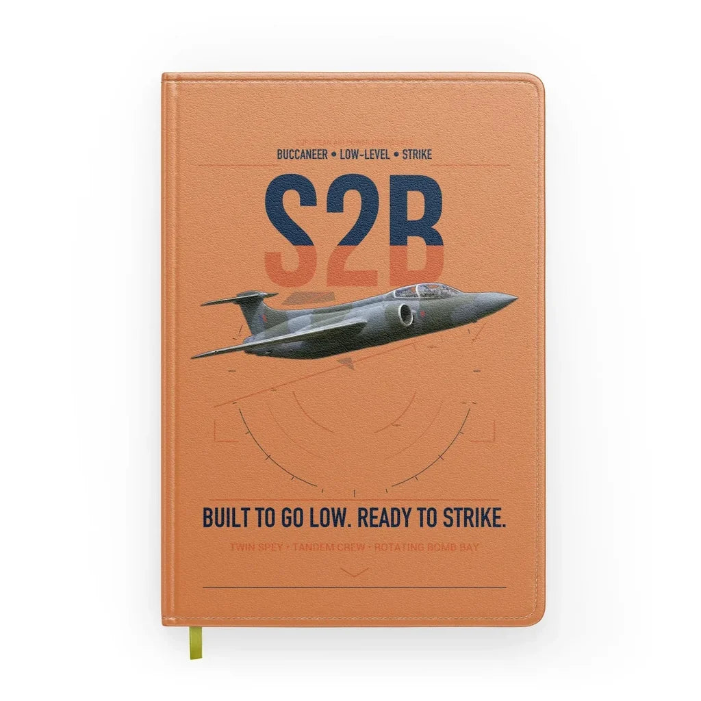 Blackburn Buccaneer S2B design on orange notebook