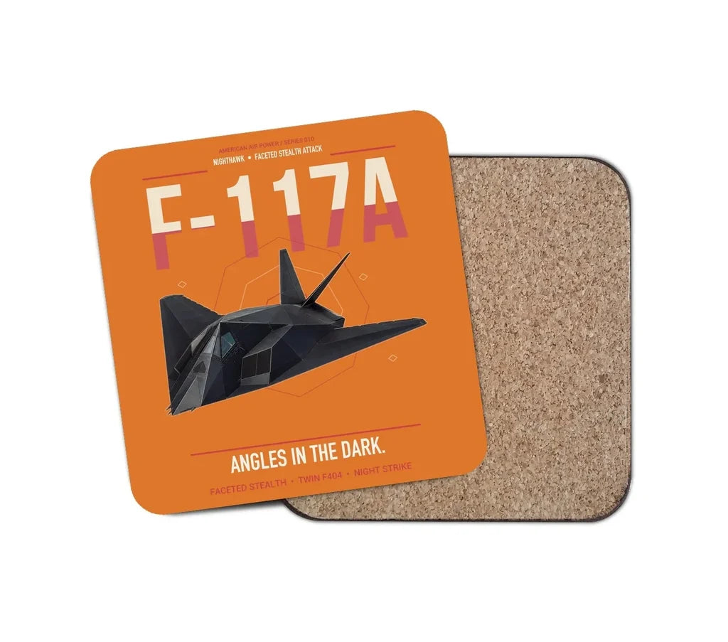 F-117A Nighthawk design on orange 1 piece coaster