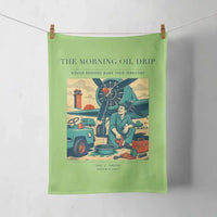 Thumbnail for VINTAGE G4266 - The Morning Oil Drip - Designed Towels design on lightgreen