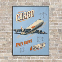 Thumbnail for Cargo Never Knows A Border vertical canvas print - framed - light blue background