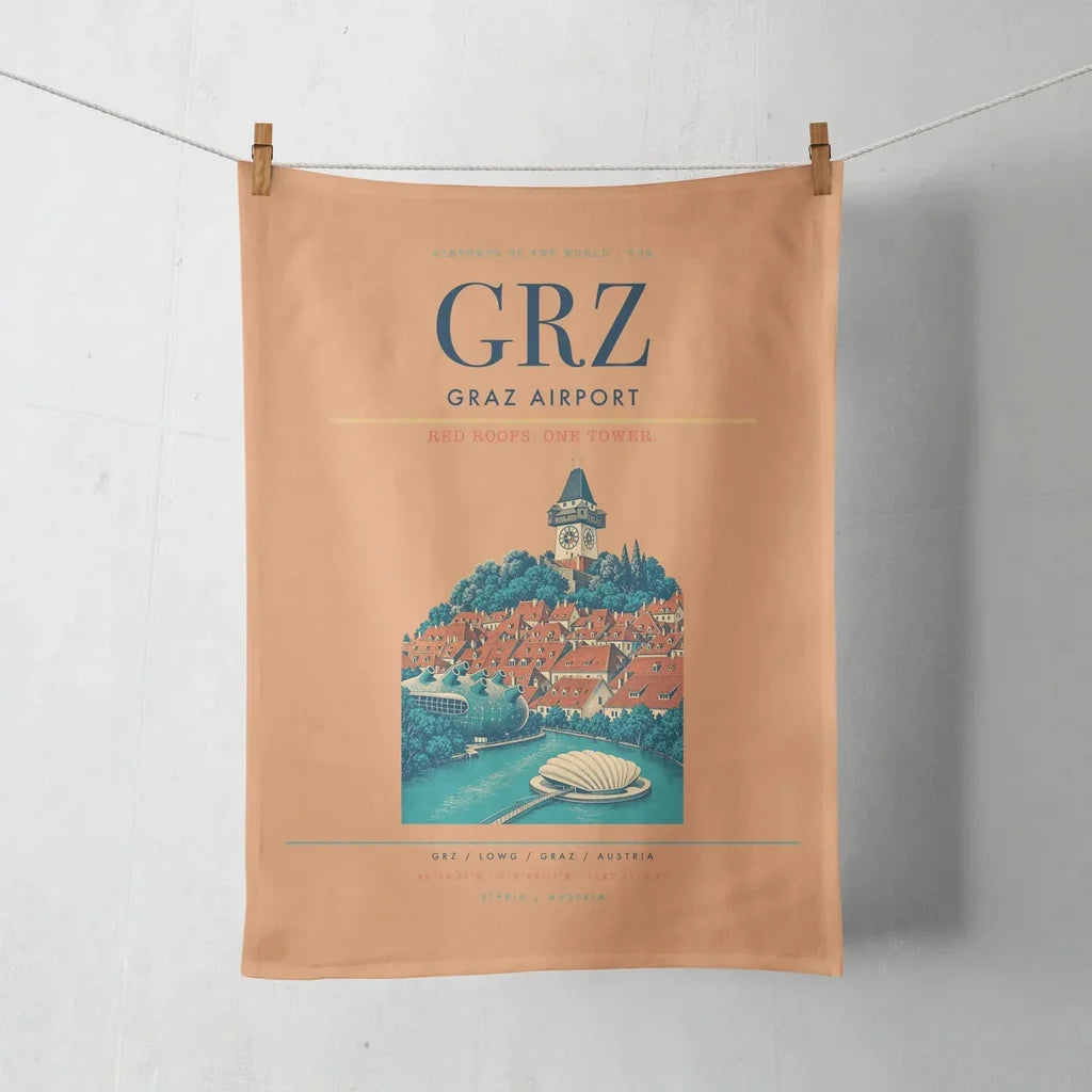 Graz Airport (GRZ) design on orange towel