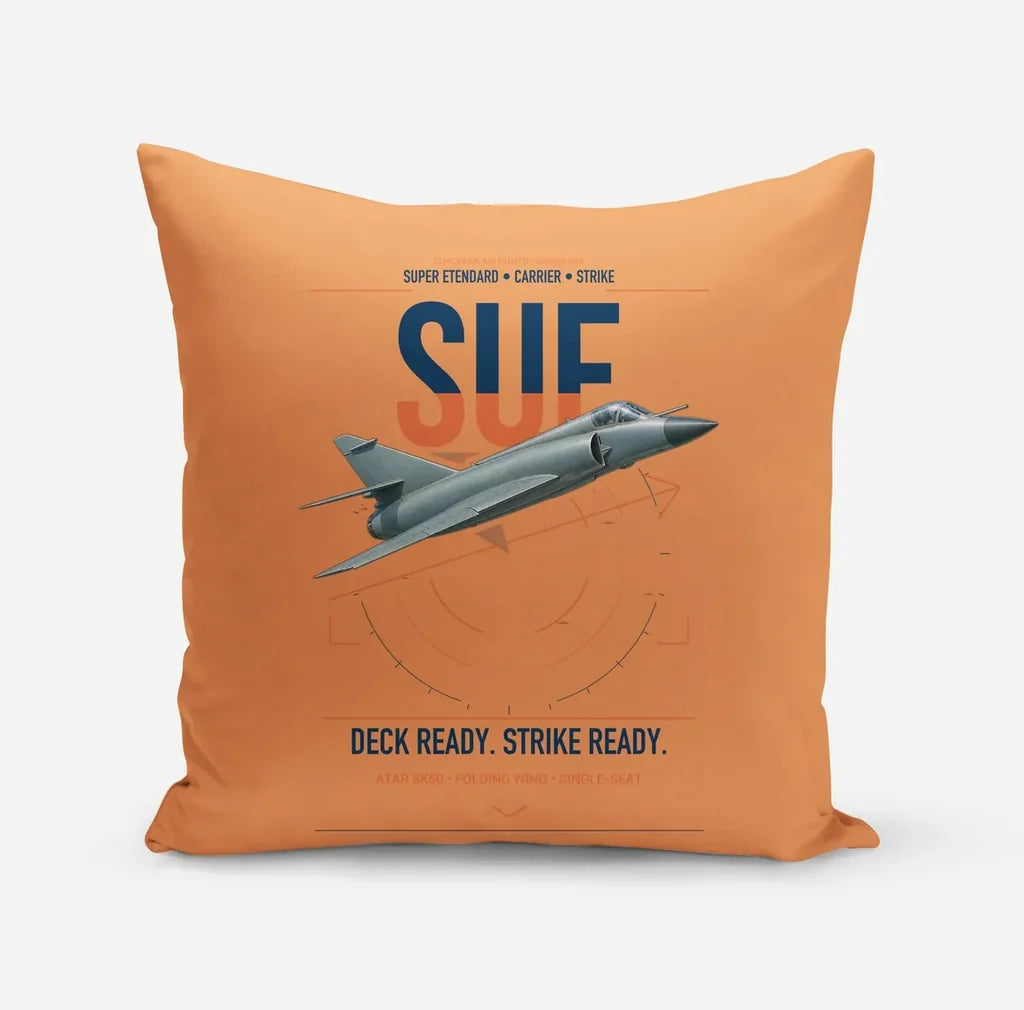 Dassault Super Étendard design on orange pillow