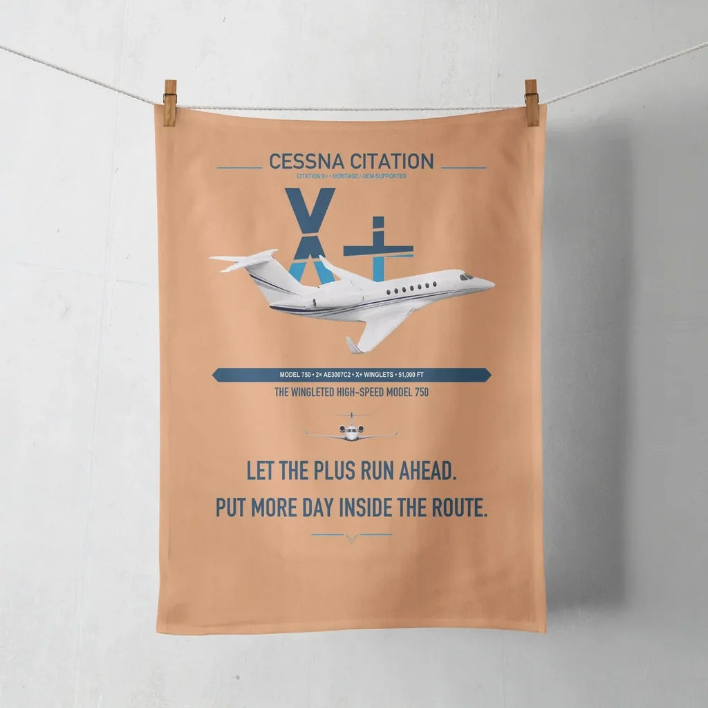 Cessna Citation X+ design on orange towel