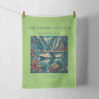 Thumbnail for VINTAGE G4062 - The Fjord Station - Designed Towels design on lightgreen