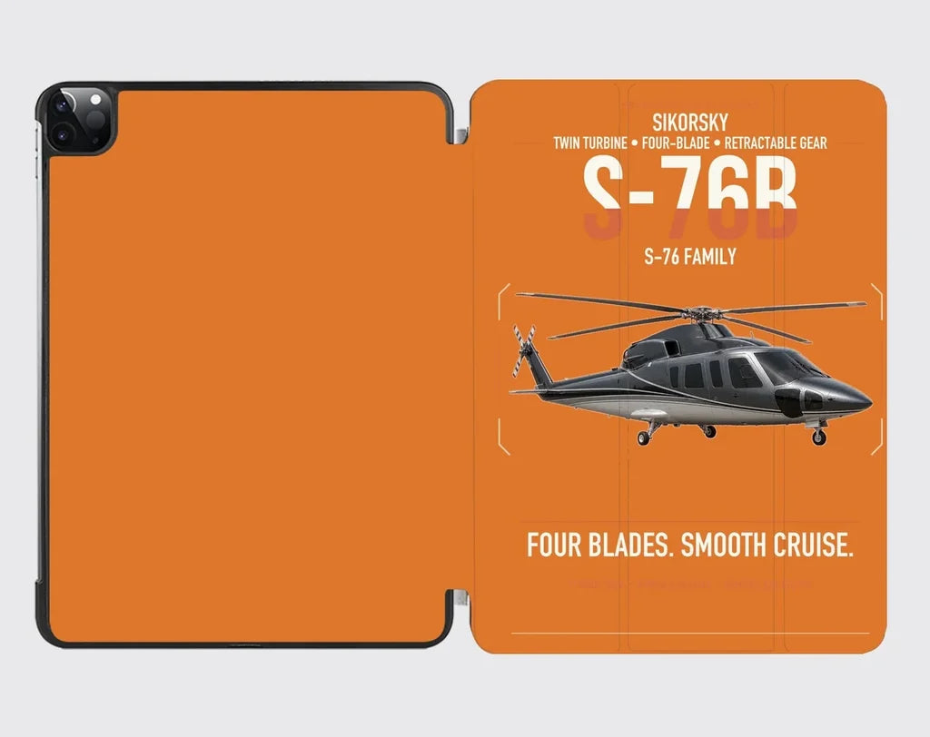 Sikorsky S-76B design on orange ipad tablet case