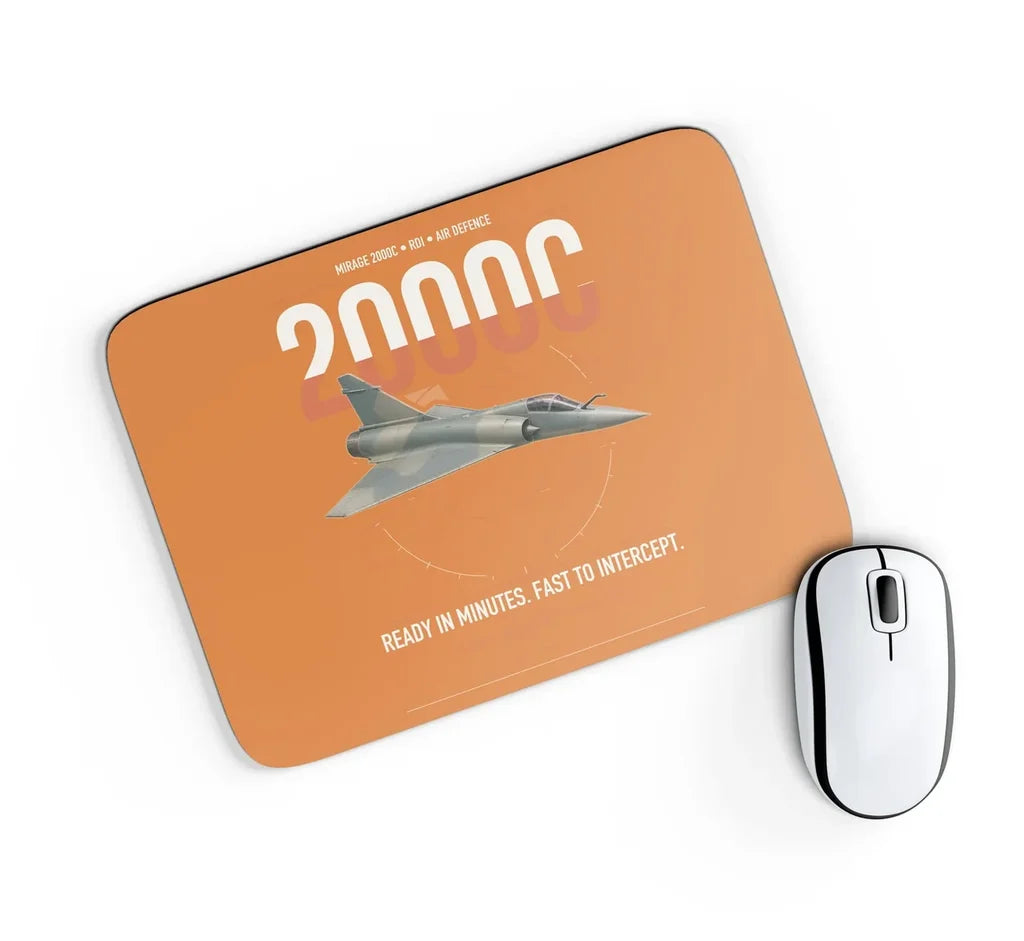 Dassault Mirage 2000C RDI design on orange rectangle mouse pad