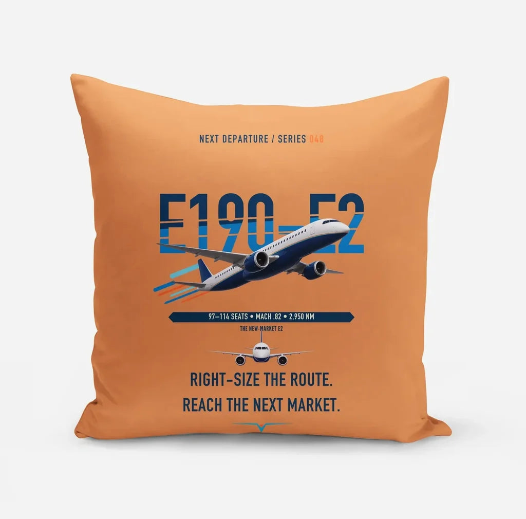Embraer E190-E2 design on orange pillow