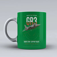 Thumbnail for Hawker Siddeley Harrier GR3 design on green ceramic mug, double-side print