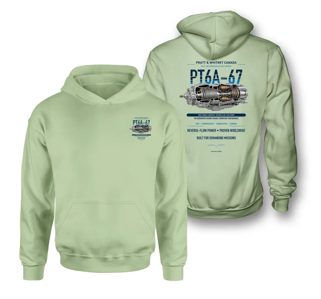 PT6A-67 design on light green hoodie