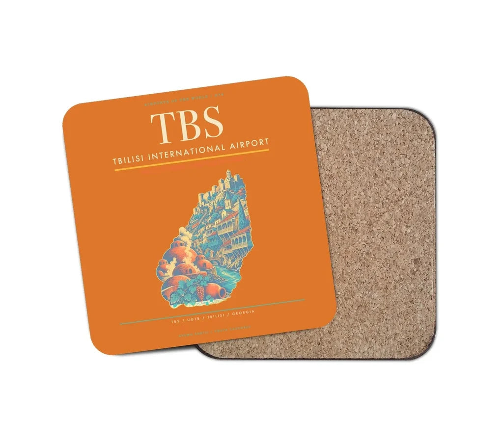 Tbilisi International Airport (TBS) design on orange 1 piece coaster