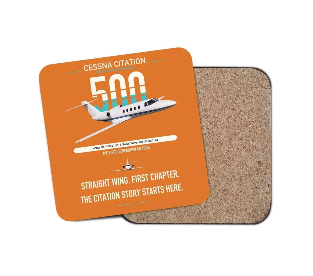Cessna Citation 500 - Citation I design on orange 1 piece coaster