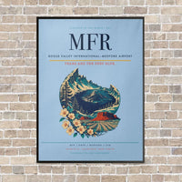Thumbnail for Rogue Valley International–Medford Airport MFR vertical canvas print - framed - light blue background