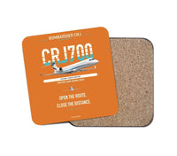 Thumbnail for Bombardier CRJ700 design on orange 1 piece coaster