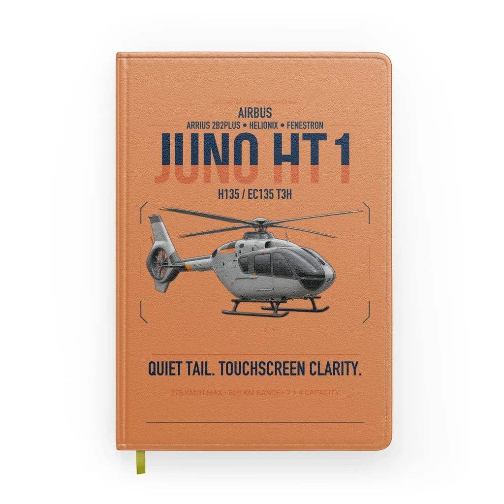 Airbus H135 Juno HT1 design on orange notebook