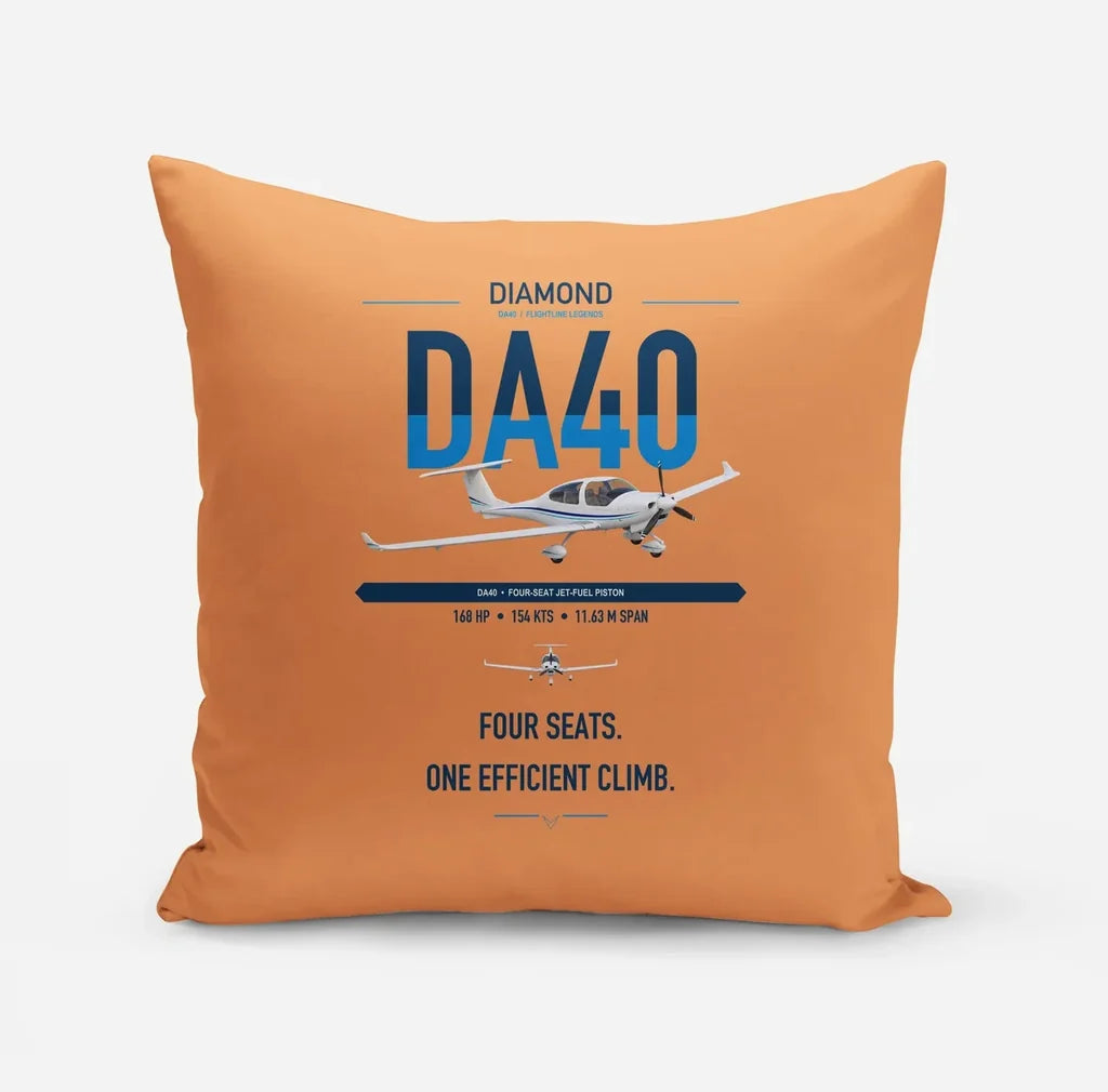 Diamond DA40 design on orange pillow