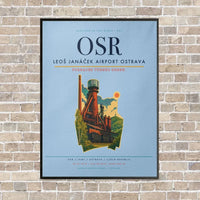 Thumbnail for Leoš Janáček Airport Ostrava OSR vertical canvas print - framed - light blue background