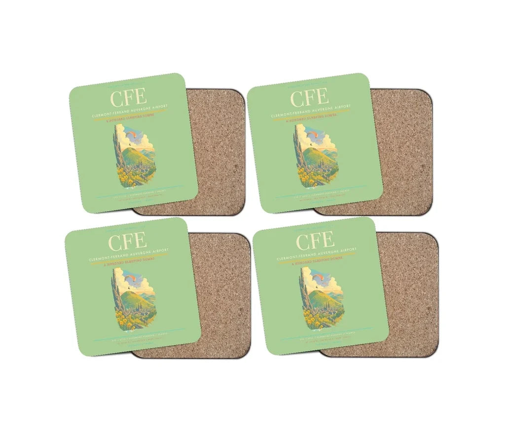 Clermont-Ferrand Auvergne Airport CFE Coaster 4-Pieces-Set - Light Green
