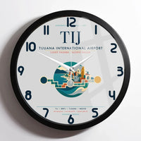 Thumbnail for Tijuana International Airport (TIJ) design on light gray framed wall clock