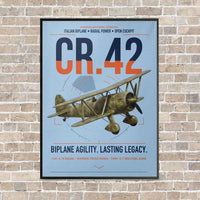 Thumbnail for Fiat CR.42 Falco vertical canvas print - framed - light blue background