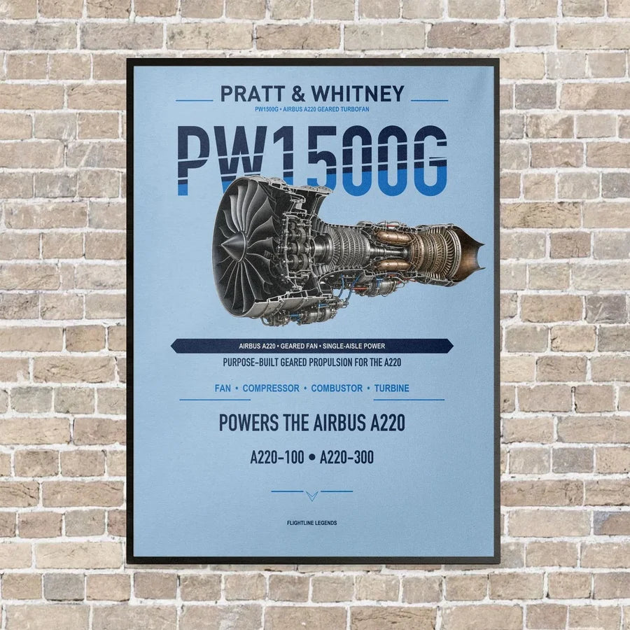 PW1500G vertical canvas print - framed - light blue background