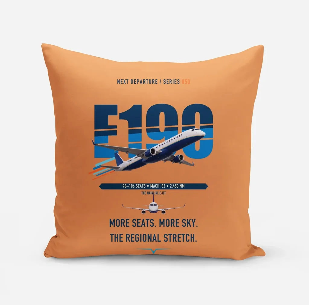 Embraer E190 design on orange pillow