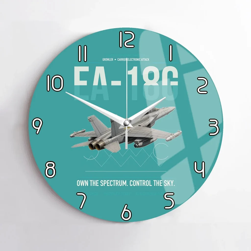 EA-18G Growler design on turquoise no frame wall clock