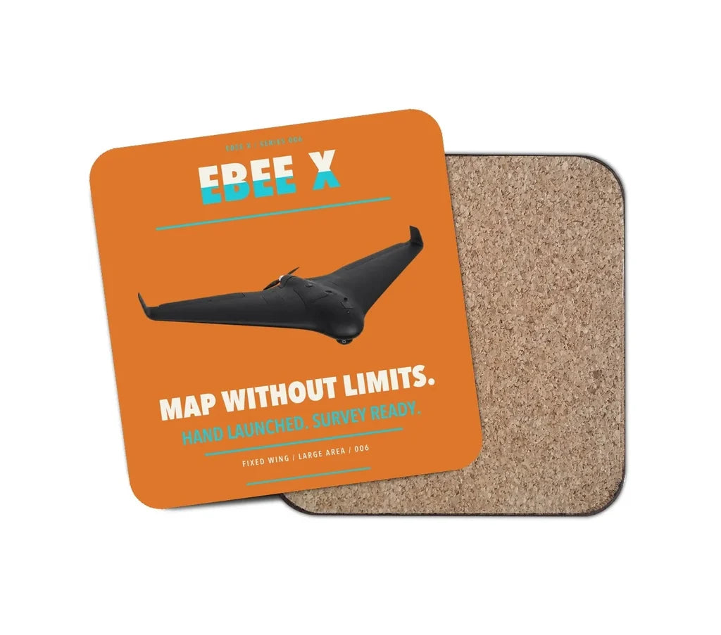AgEagle eBee X design on orange 1 piece coaster