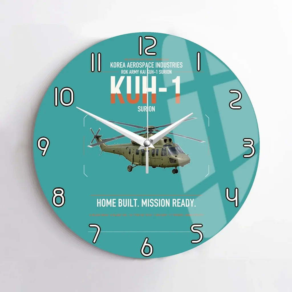 Korea Aerospace Industries KUH-1 Surion design on turquoise no frame wall clock