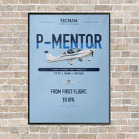 Thumbnail for Tecnam P-Mentor vertical canvas print - framed - light blue background