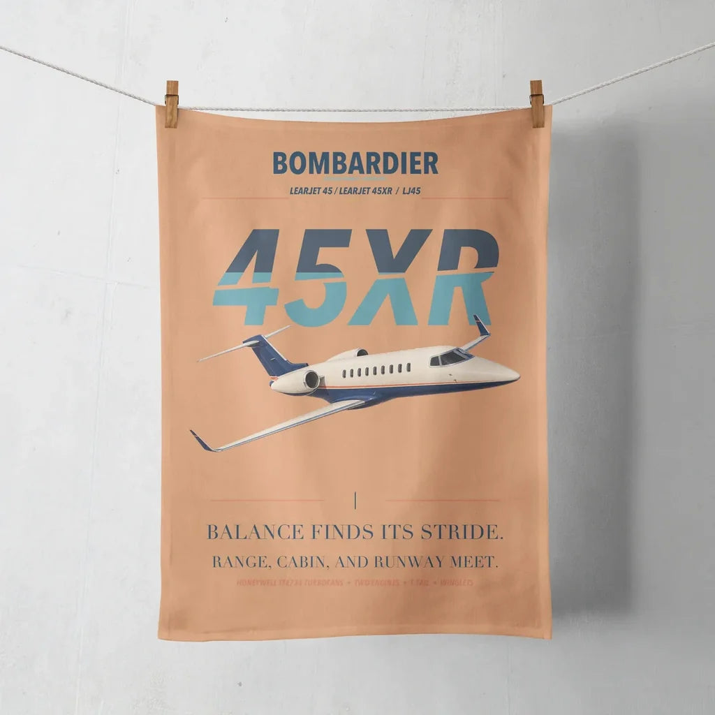 Bombardier Learjet 45XR design on orange towel