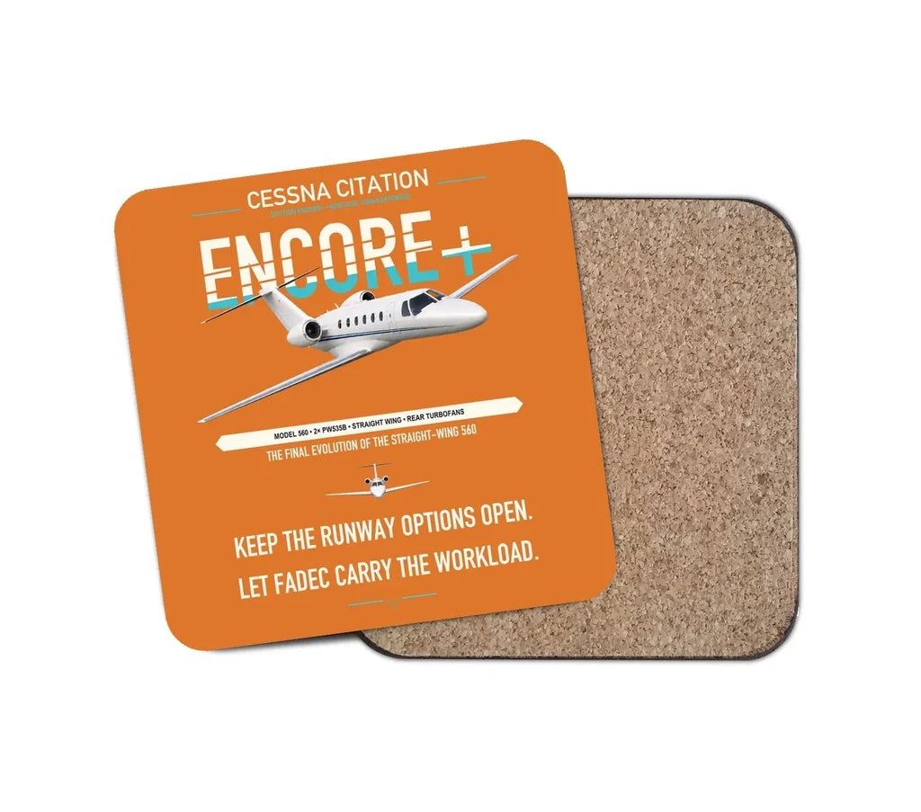 Cessna Citation Encore+ design on orange 1 piece coaster