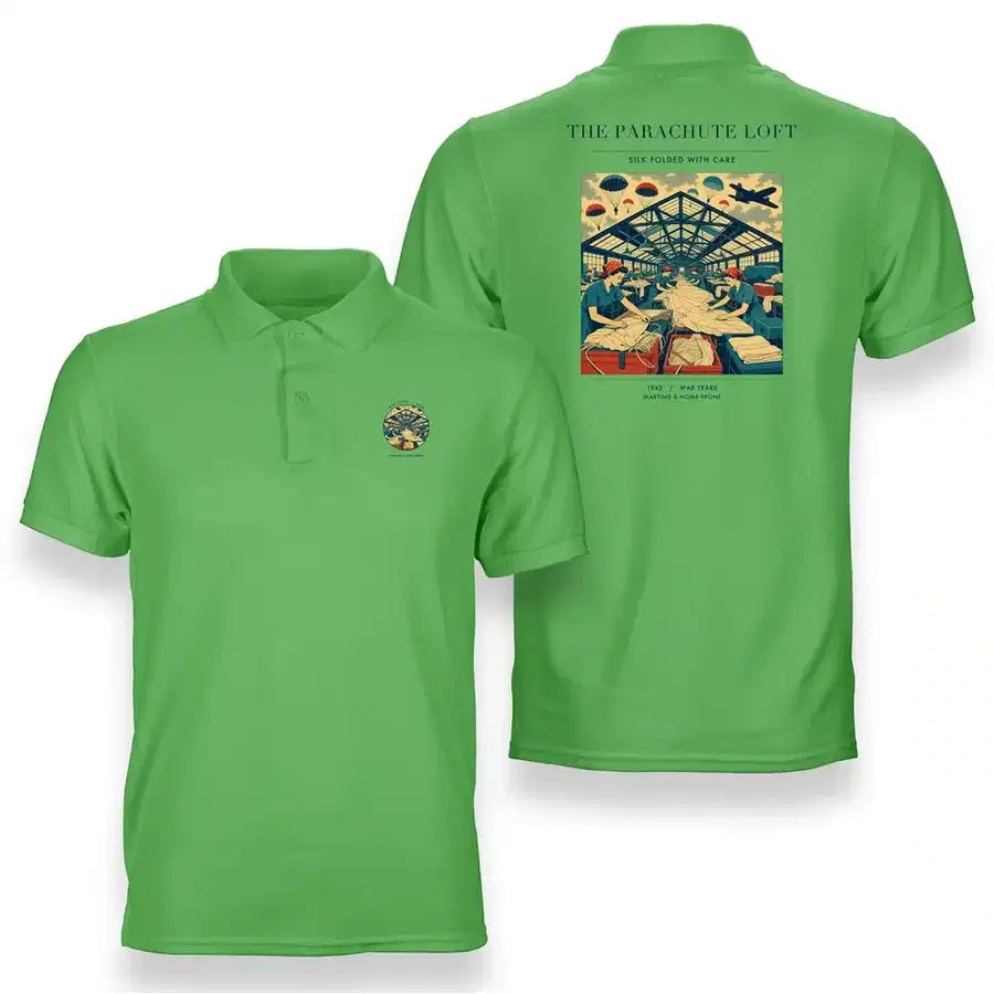 VINTAGE G4508 - The Parachute Loft - Double-Side Polo T-Shirt design on lightgreen