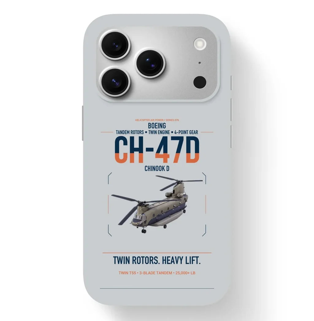 Boeing CH-47D design on light gray magsafe iphone case, for iPhone 17 Pro