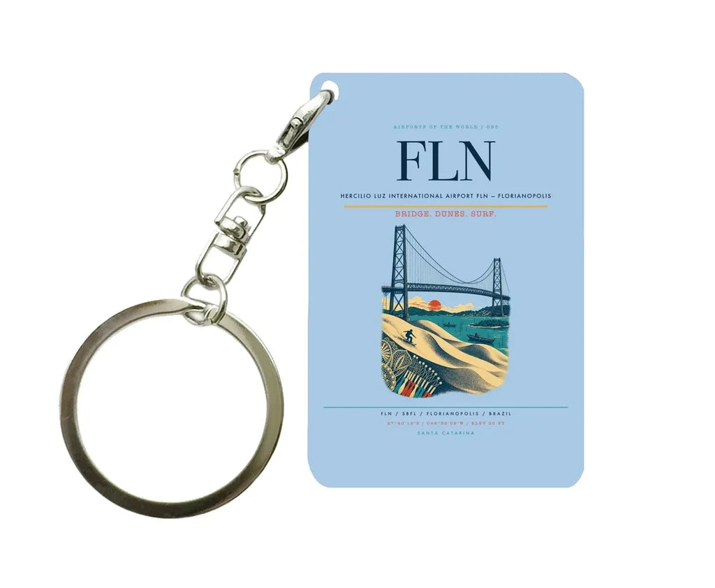 Hercilio Luz International Airport (FLN) design on light blue key chain