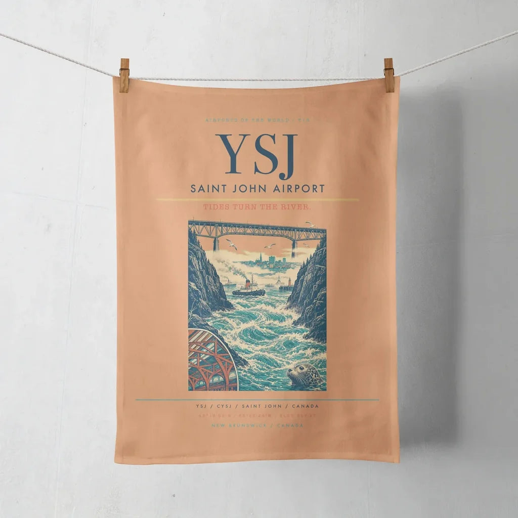Saint John Airport (YSJ) design on orange towel
