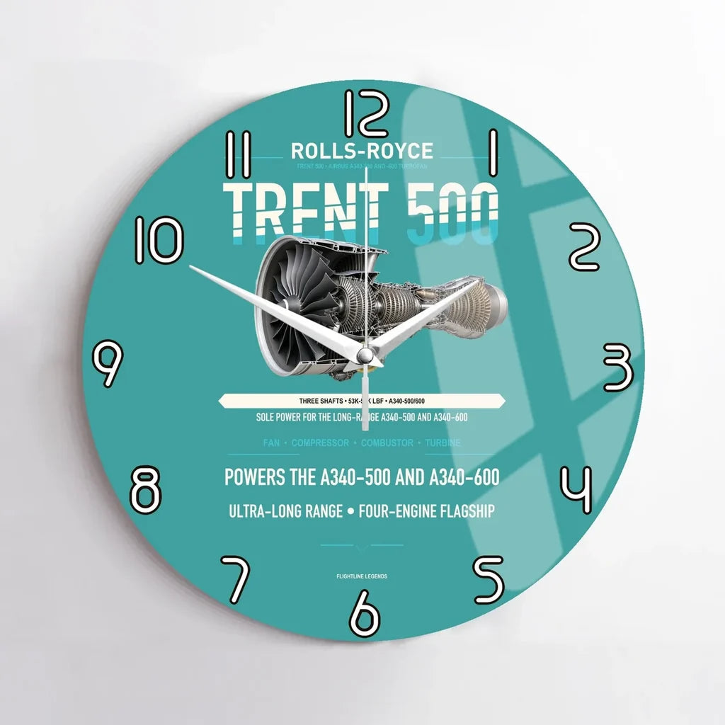 TRENT 500 design on turquoise no frame wall clock