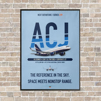 Thumbnail for Airbus ACJ320neo vertical canvas print - framed - light blue background