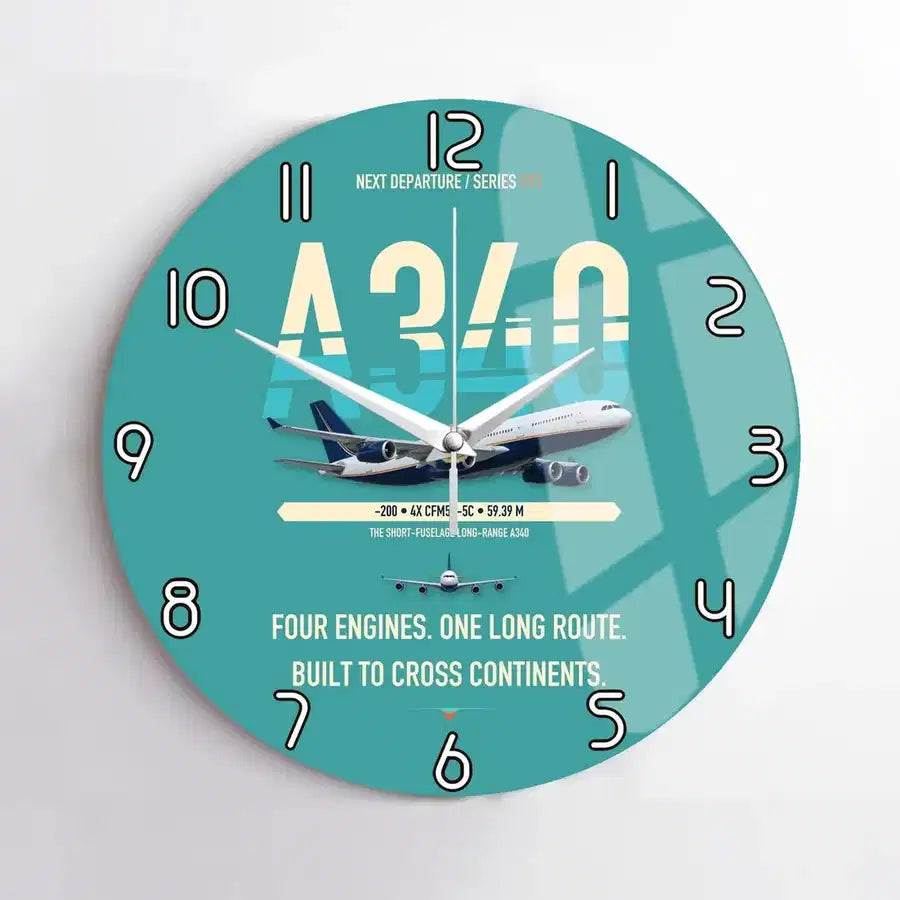 Airbus A340-200 design on turquoise no frame wall clock