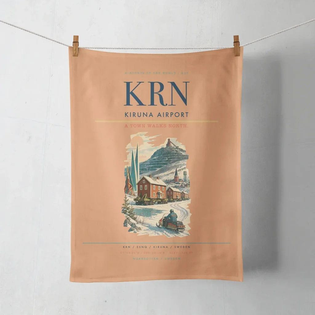Kiruna Airport (KRN) design on orange towel