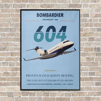 Thumbnail for Bombardier Challenger 604 vertical canvas print - framed - light blue background