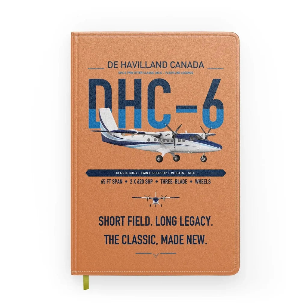DHC-6 Twin Otter Classic 300-G design on orange notebook