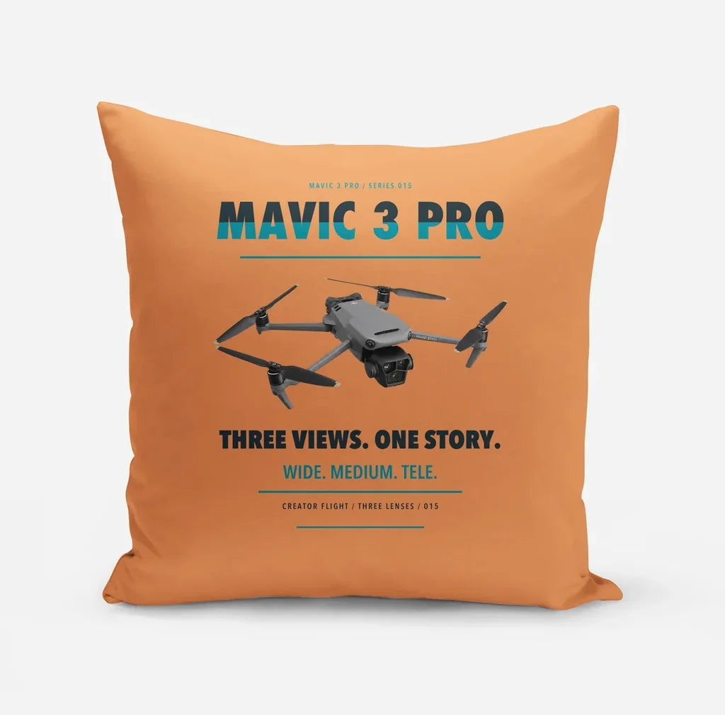 DJI Mavic 3 Pro design on orange pillow