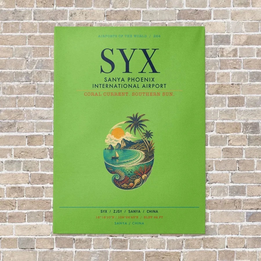 Sanya Phoenix International Airport SYX vertical canvas print - no frame - light green background