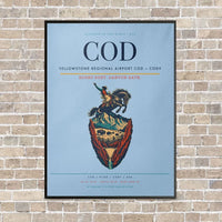Thumbnail for Yellowstone Regional Airport COD — Cody vertical canvas print - framed - light blue background