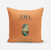 Thumbnail for East Midlands Airport (EMA) design on orange pillow