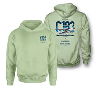 Thumbnail for Cessna 182 Skylane design on light green double-side hoodie, double-side print