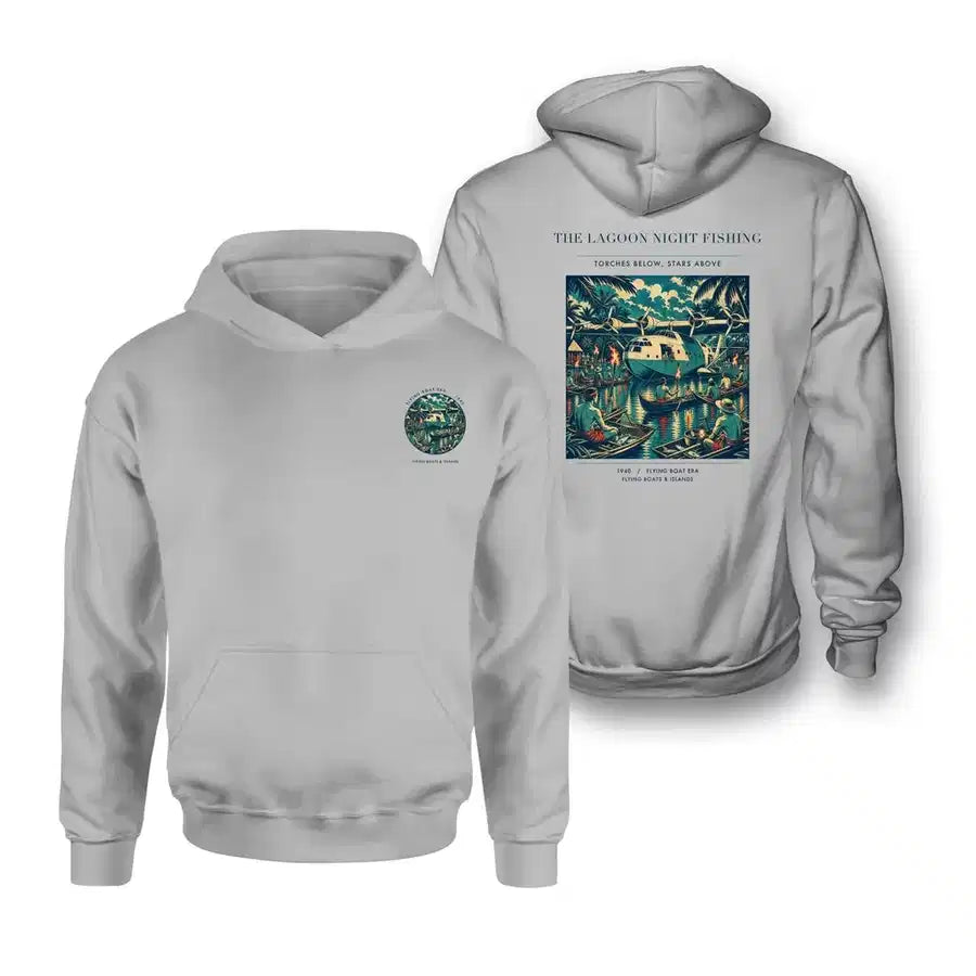 VINTAGE G4407 - The Lagoon Night Fishing - Double-Side Hoodie design on lightgray double side