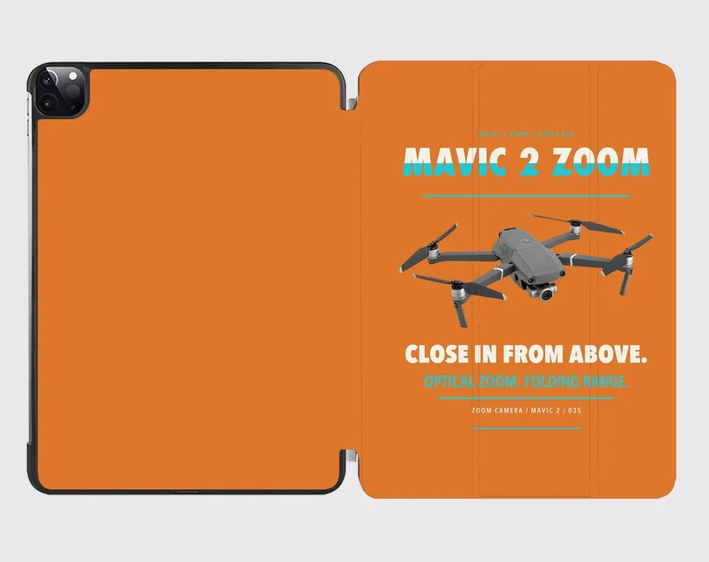 DJI Mavic 2 Zoom design on orange ipad tablet case