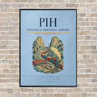 Thumbnail for Pocatello Regional Airport PIH vertical canvas print - framed - light blue background