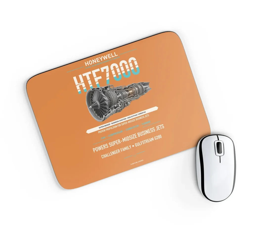 HTF7000 design on orange rectangle mouse pad